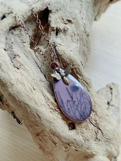 Grassy Fields Necklace in Mauve & Black