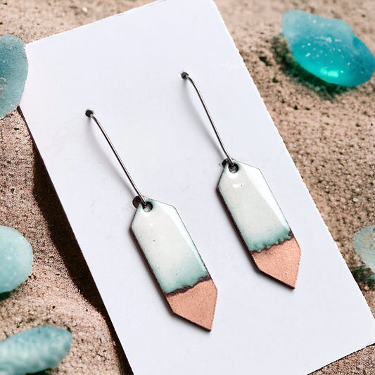 Crystal Earrings in White & Polished Copper