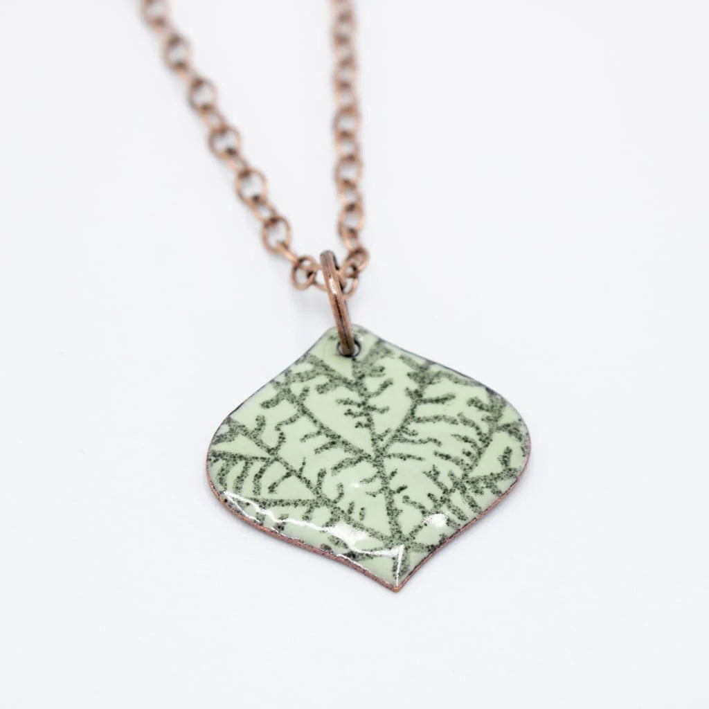 Leaf Vein Necklace in Lichen Green