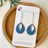 Denim Leaf Teardrop Earrings