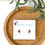 Red Dipped Slice Stud Earrings