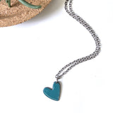 Teal Heart Necklace