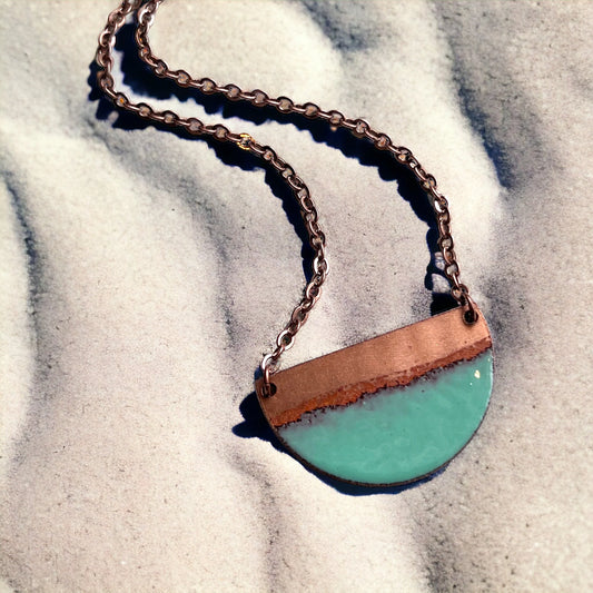 Aqua Seafoam Half-moon Necklace