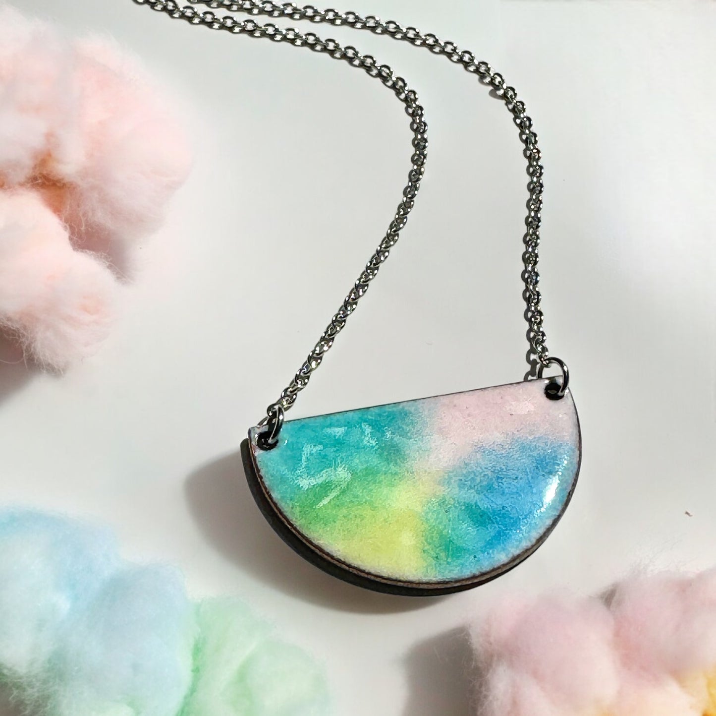 Pastel Rainbow Half-moon Necklace