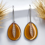 Amber Leaf Teardrop Earrings
