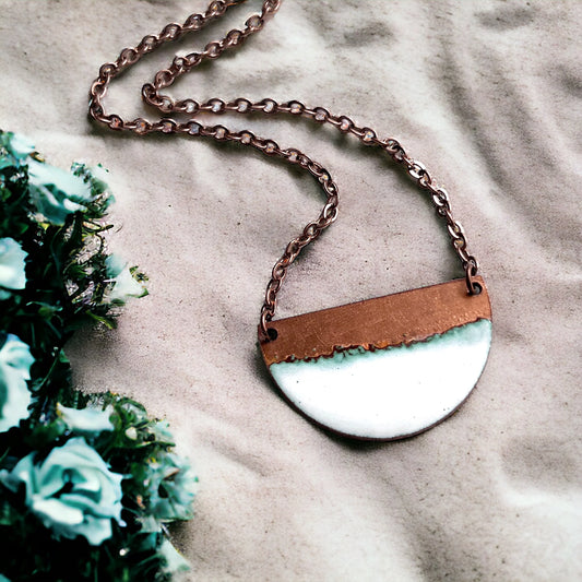 White Seafoam Half-moon Necklace