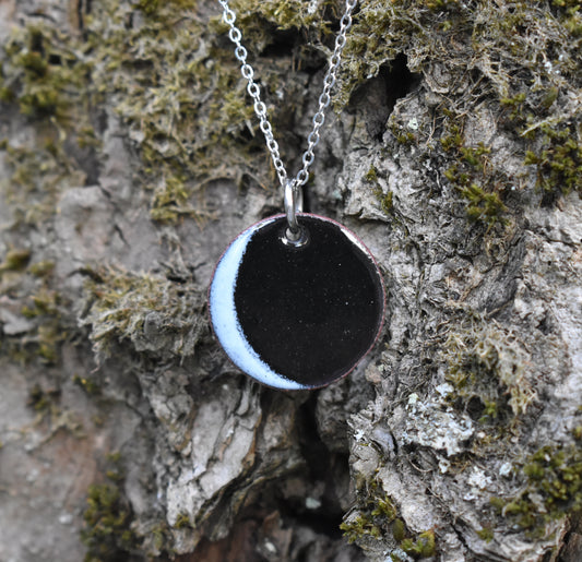 New Moon Necklace in Black & Sky Blue