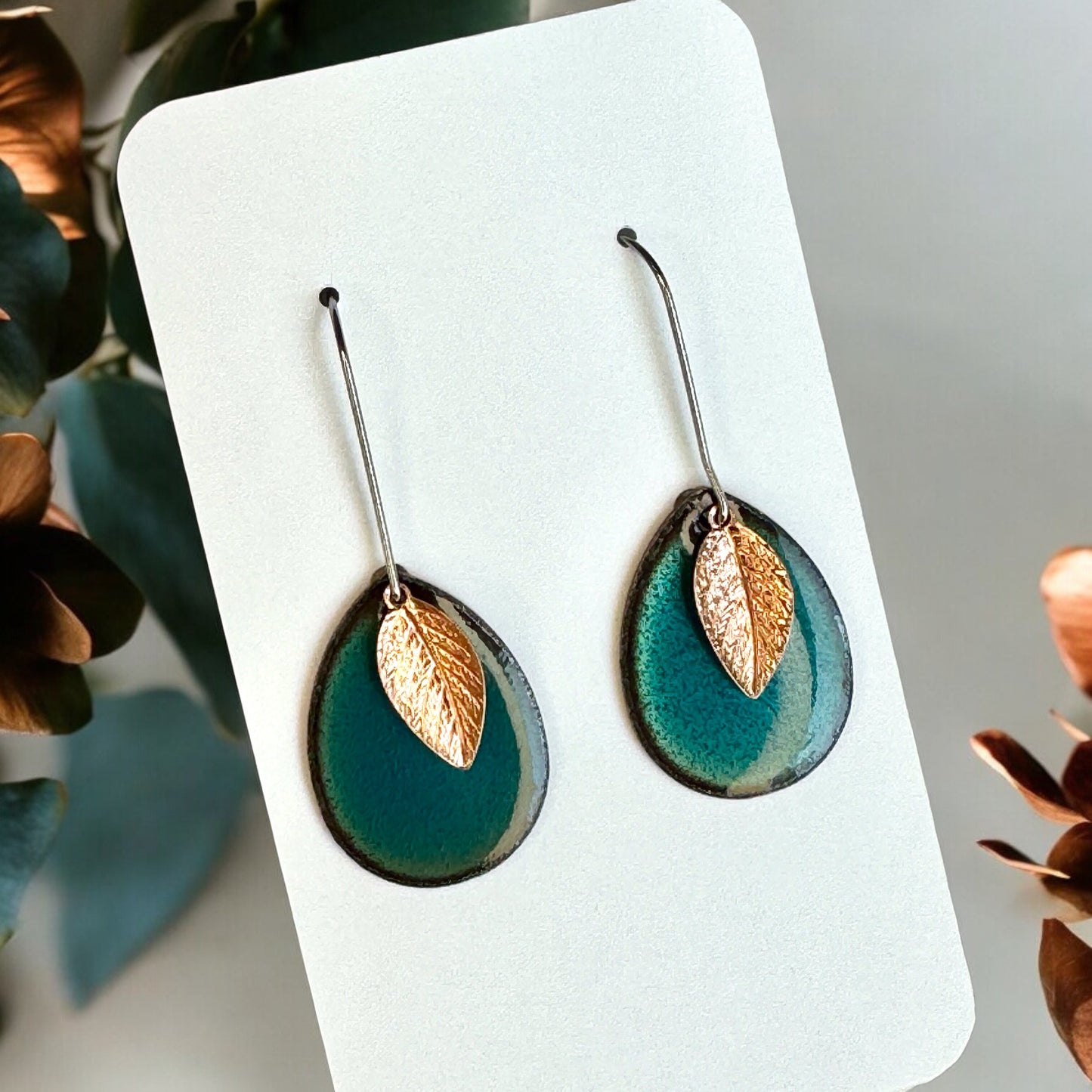 Turquoise Leaf Teardrop Earrings