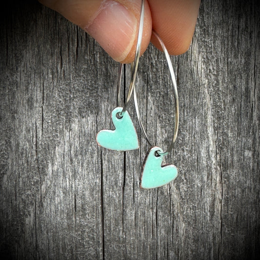 Aqua Heart Hoop Earrings