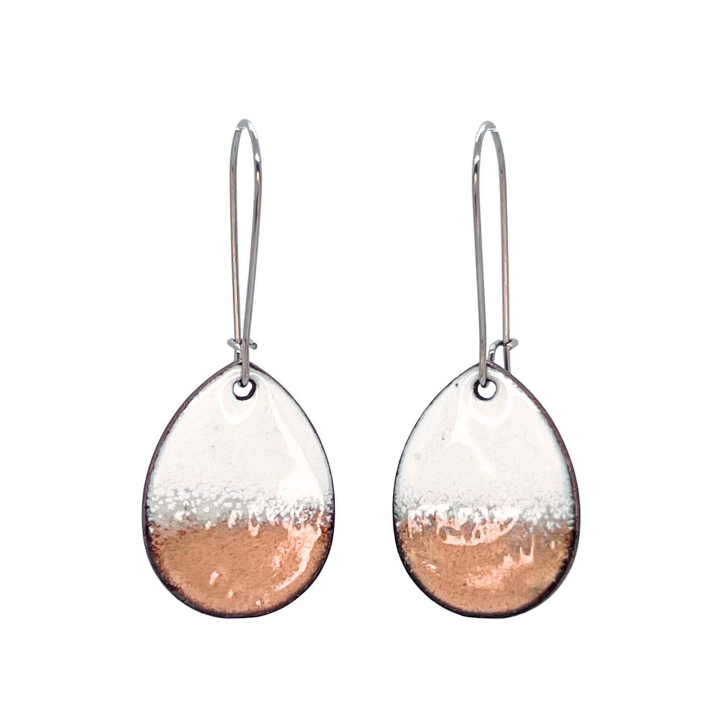 Horizon Teardrop Earrings in White & Copper