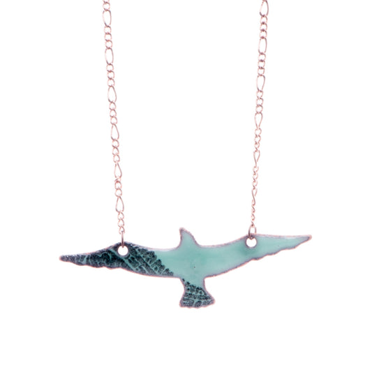 Seagull Necklace in Aqua & Black