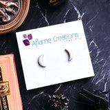 White Tiny Moon Stud Earrings