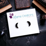 Black Tiny Moon Stud Earrings