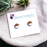 White Half Copper Stud Earrings
