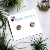 Sky Blue Half Copper Stud Earrings