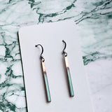 Aqua Thin Bar Earrings