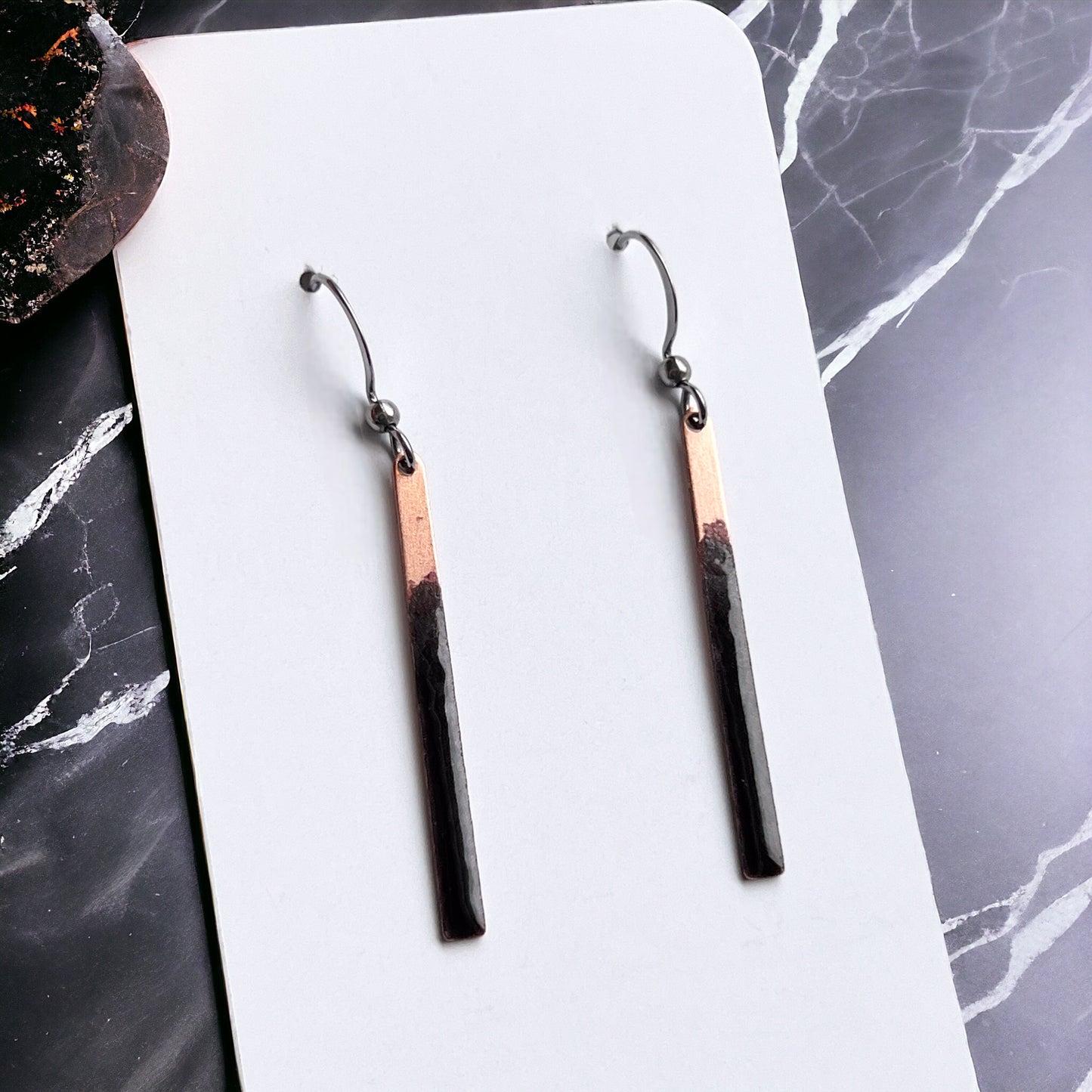 Black Thin Bar Earrings