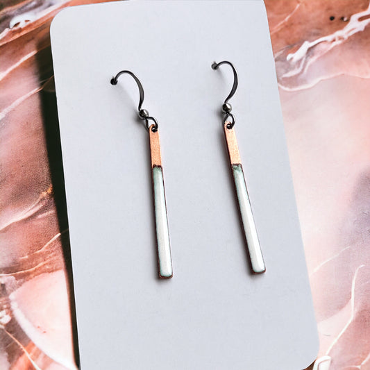 White Thin Bar Earrings