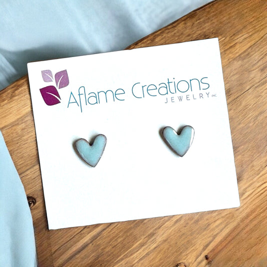 Sky Blue Heart Stud Earrings