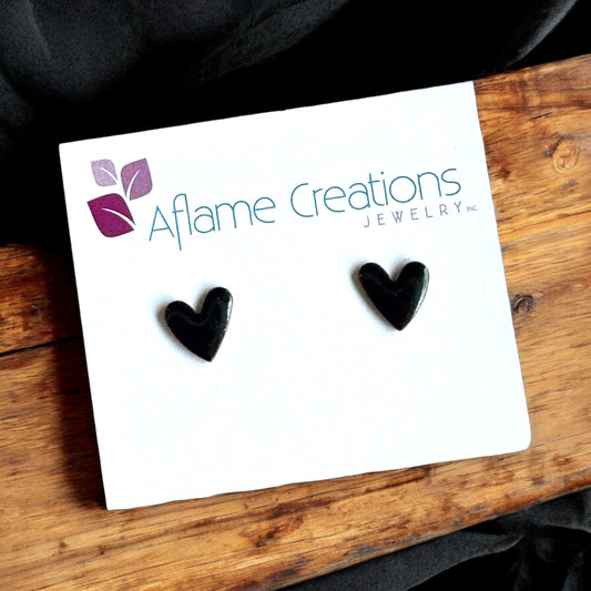 Black Heart Stud Earrings