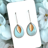 Sky Blue Leaf Teardrop Earrings