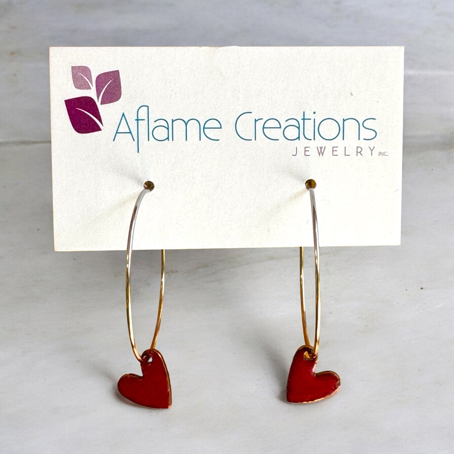 Red Heart Hoop Earrings