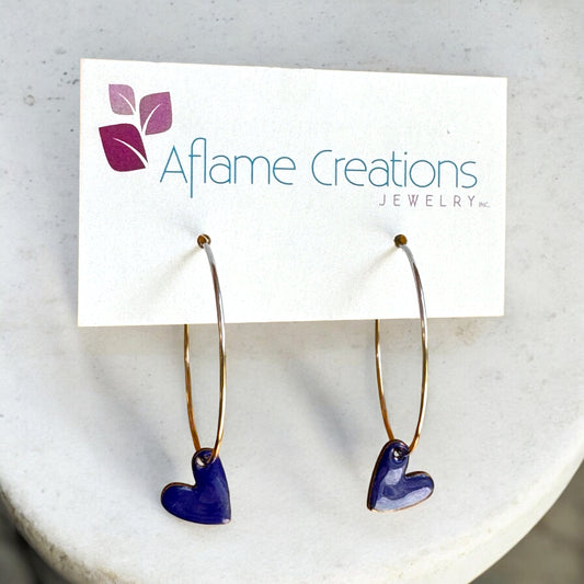 Royal Blue Heart Hoop Earrings