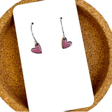 Rose Pink Heart Dangle Earrings