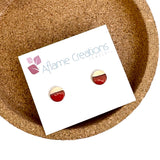 Vermillion Half Copper Stud Earrings