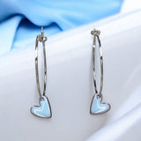 Sky Blue Heart Hoop Earrings