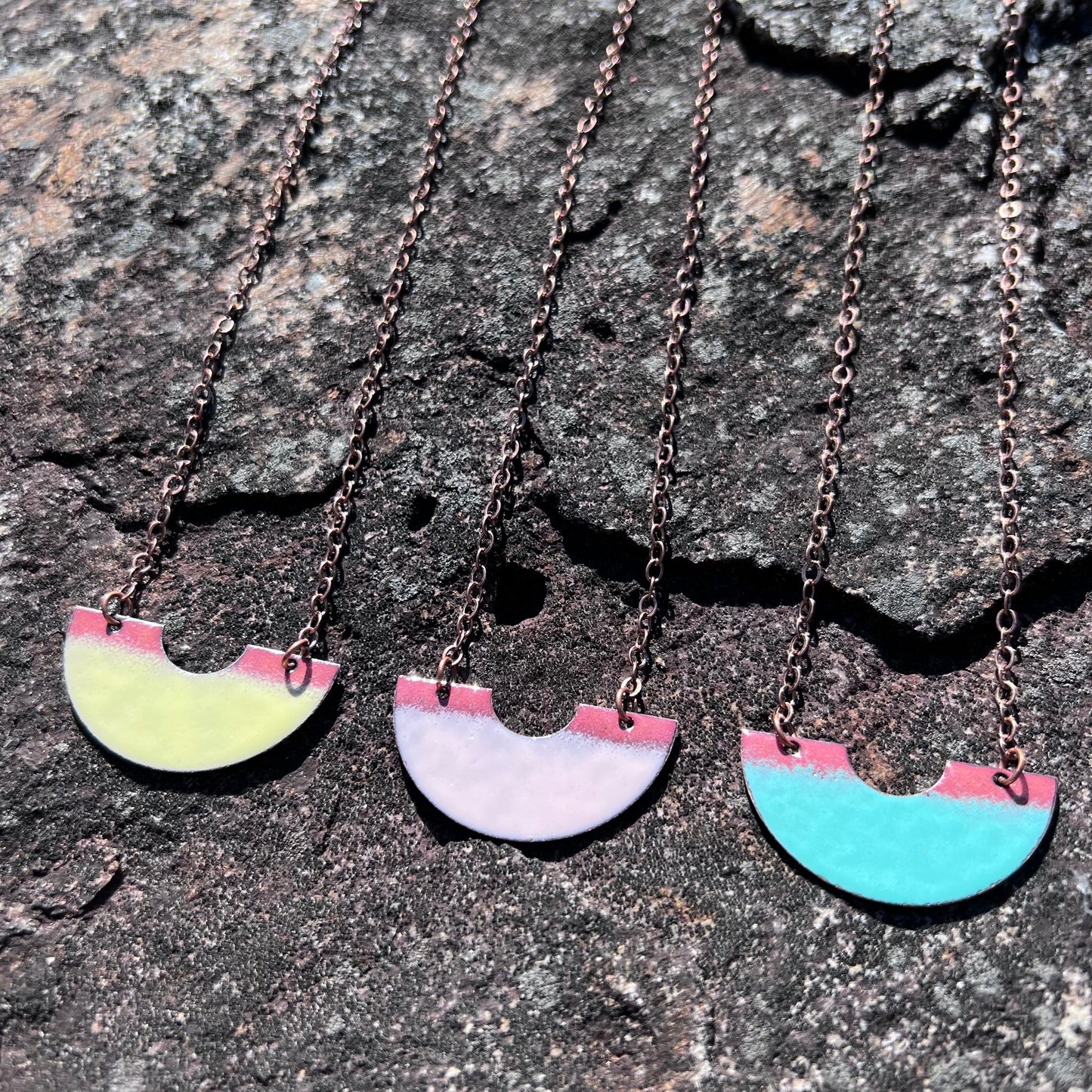 Tropical Arch Necklaces in Yellow Pink or Aqua