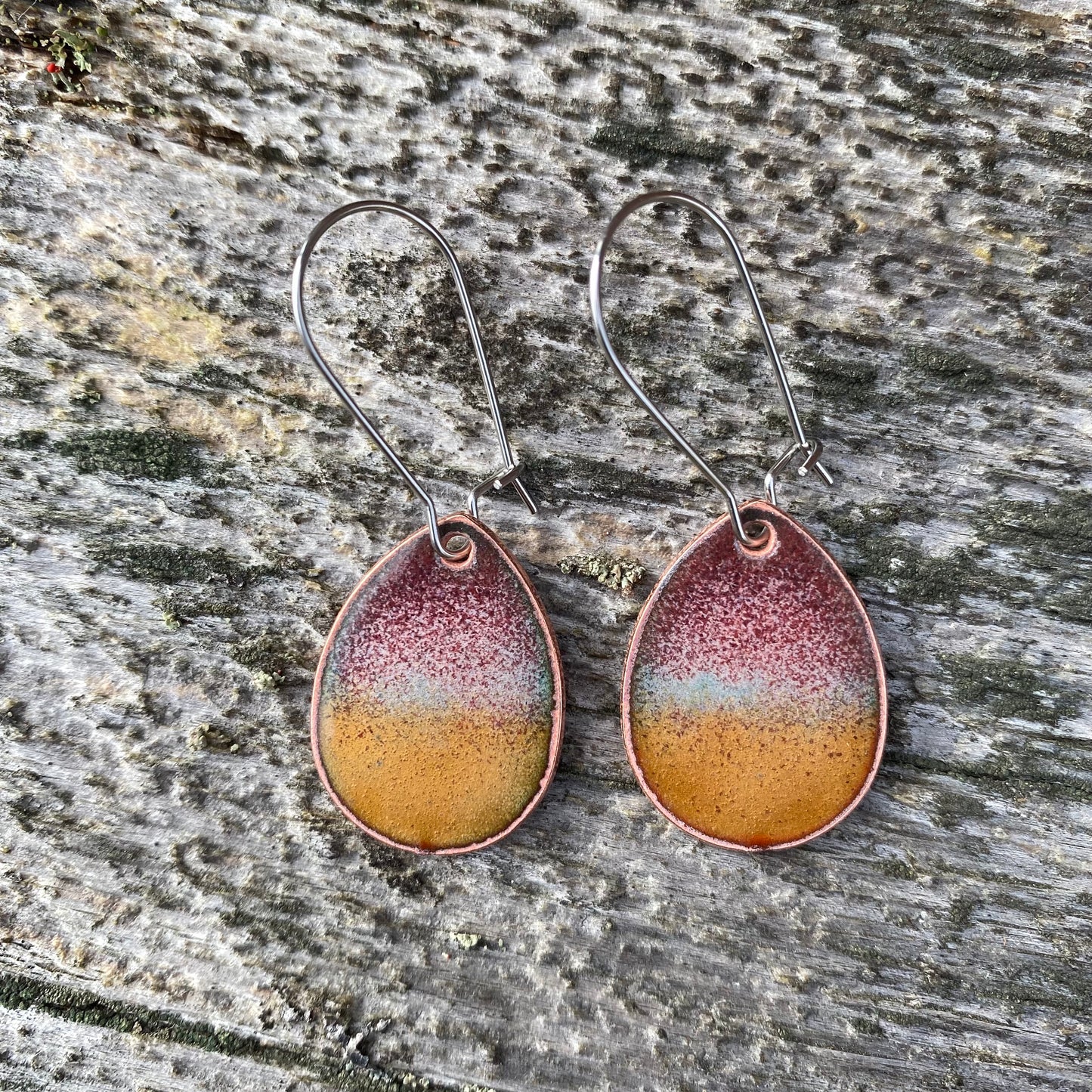 Horizon Teardrop Earrings in Autumn Plum & Amber