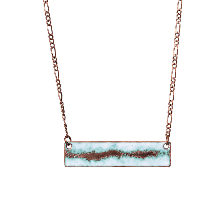 Seafoam Bar Necklace in White & Polished Copper