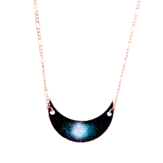Galaxy Crescent Moon Necklace in Black & White