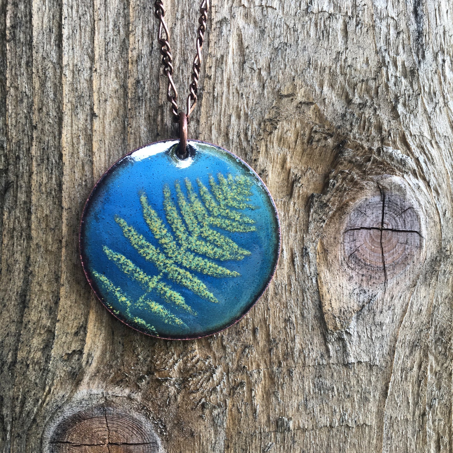 Fern Necklace in Blue & Spring Green