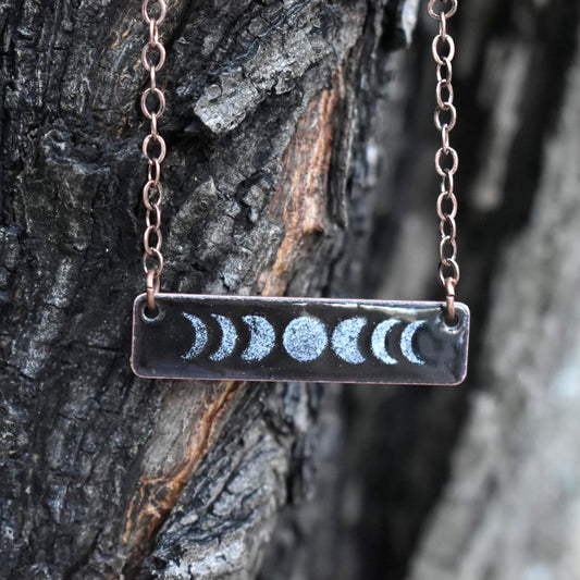 Moon Phase Necklace in Black & White