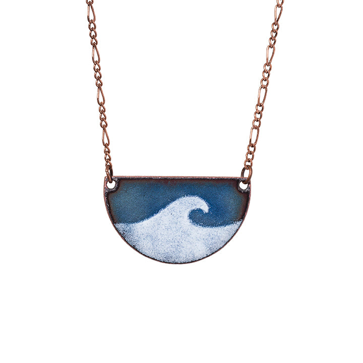 Wave Half-moon Necklace in Blue & White