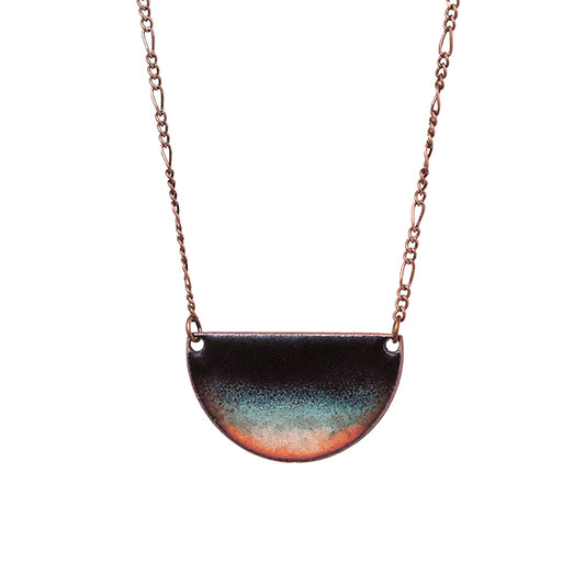 Midnight Waters Half-moon Necklace in Black & Aqua/Copper