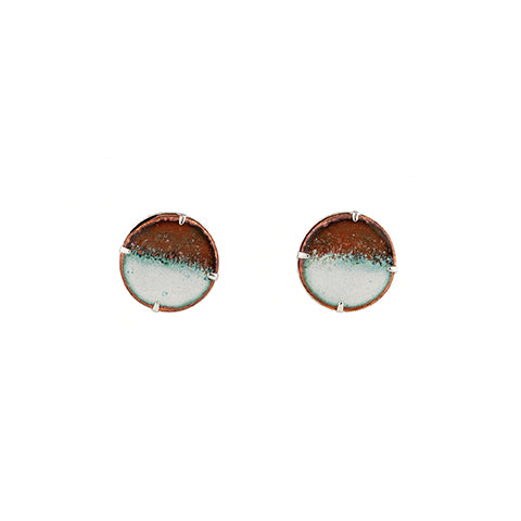 Half-moon Stud Earrings in White & Copper