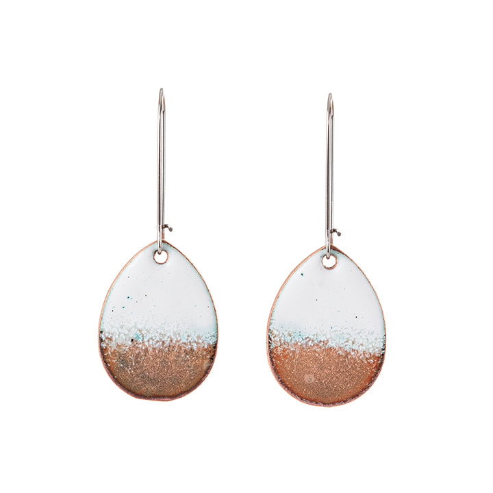 Horizon Teardrop Earrings in White & Copper