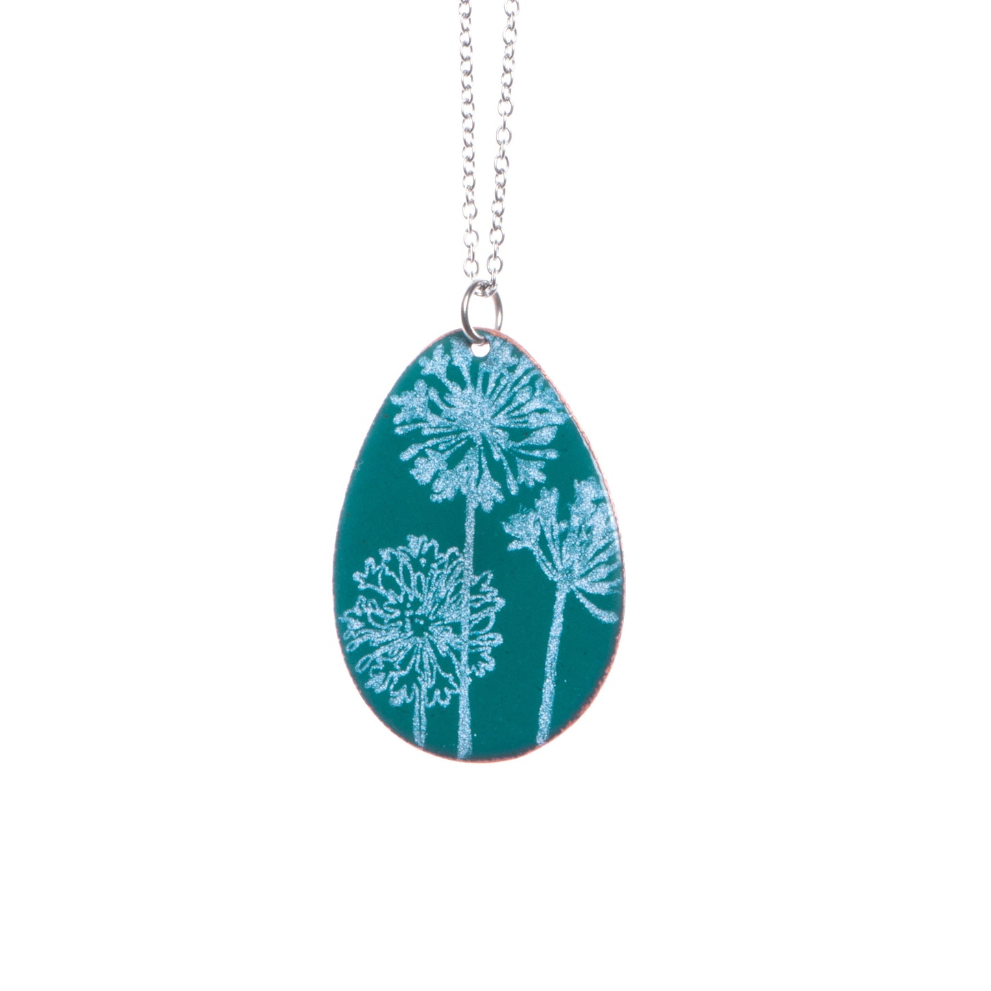 Dandelion Necklace in Teal & White